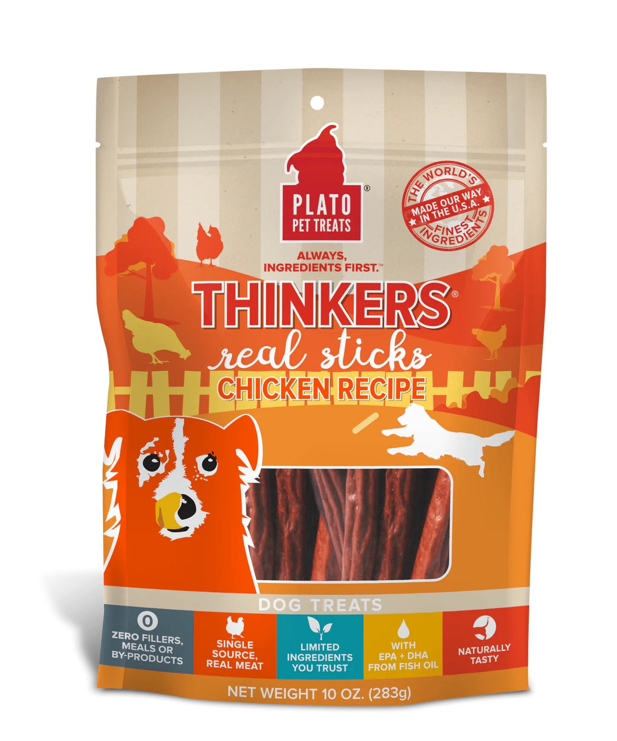 Plato Thinkers Chicken Sticks Dog Treats