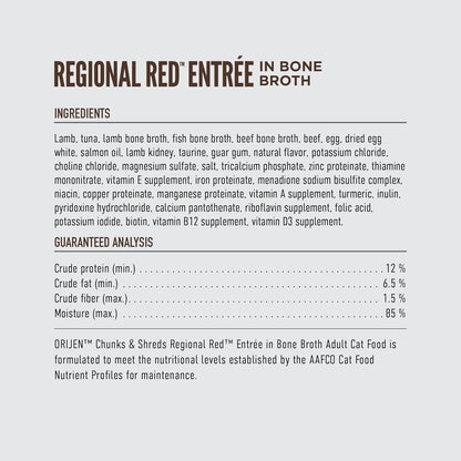 Orijen Grain Free Chunks & Shreds, Regional Red Wet Cat Food (3oz)