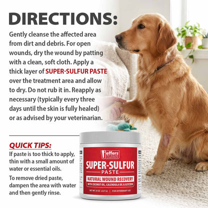 Jeffers Super-Sulfur Skin & Wound Healing Paste for Pets, Horses, & Livestock