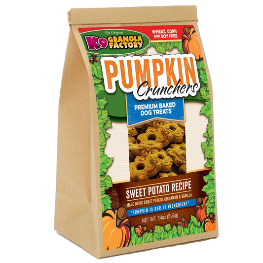 K9 Granola Factory Pumpkin Crunchers, Sweet Potato Recipe Dog Treats (14oz)