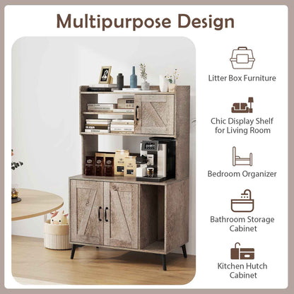 Large Cat Litter Box Enclosure with Display Storage Shelves