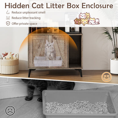 Large Cat Litter Box Enclosure with Display Storage Shelves