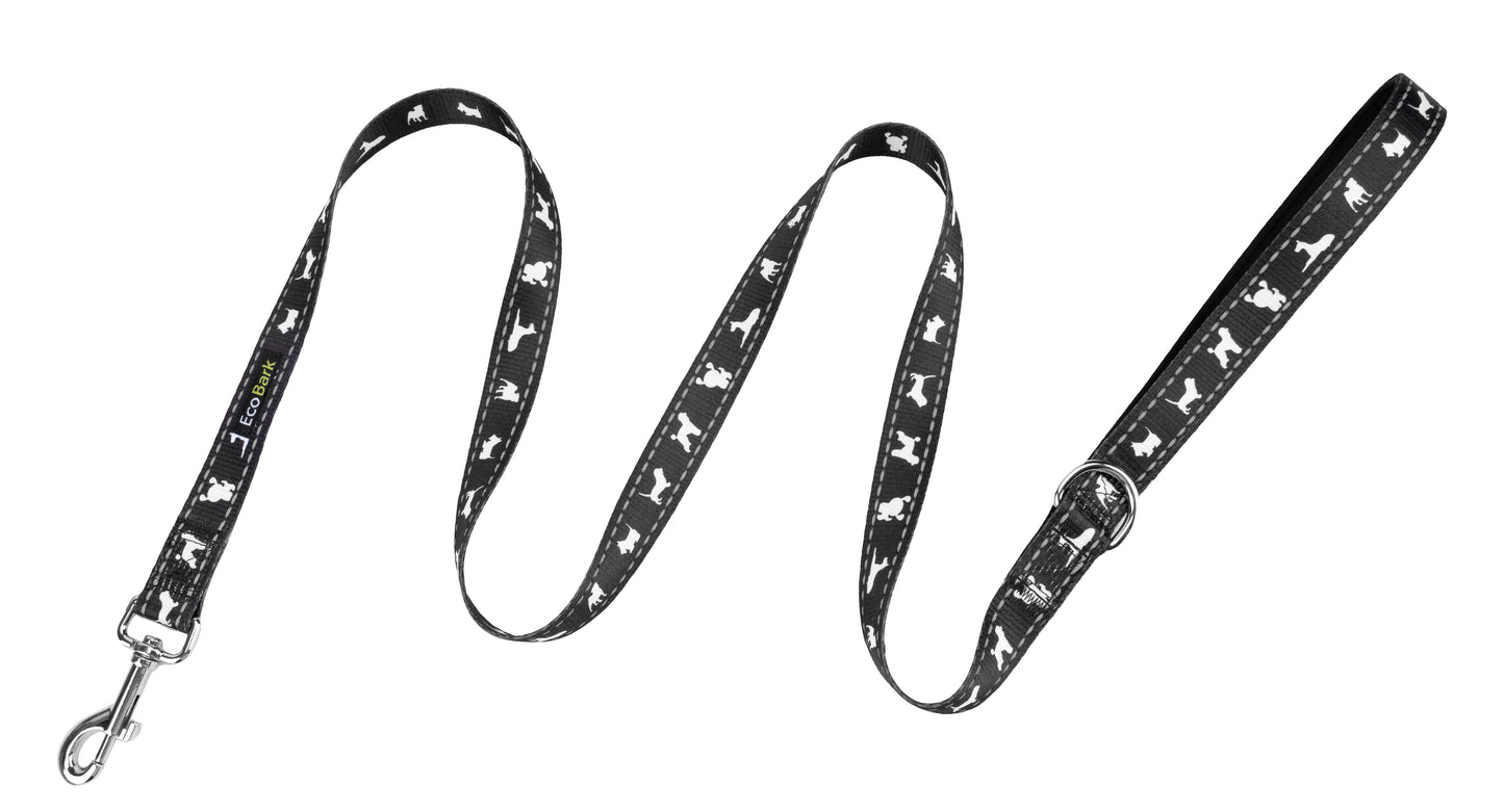 Black Dog Leash by EcoBark - Comfort Grip Padded Leash - 5ft for Small and Medium Dogs