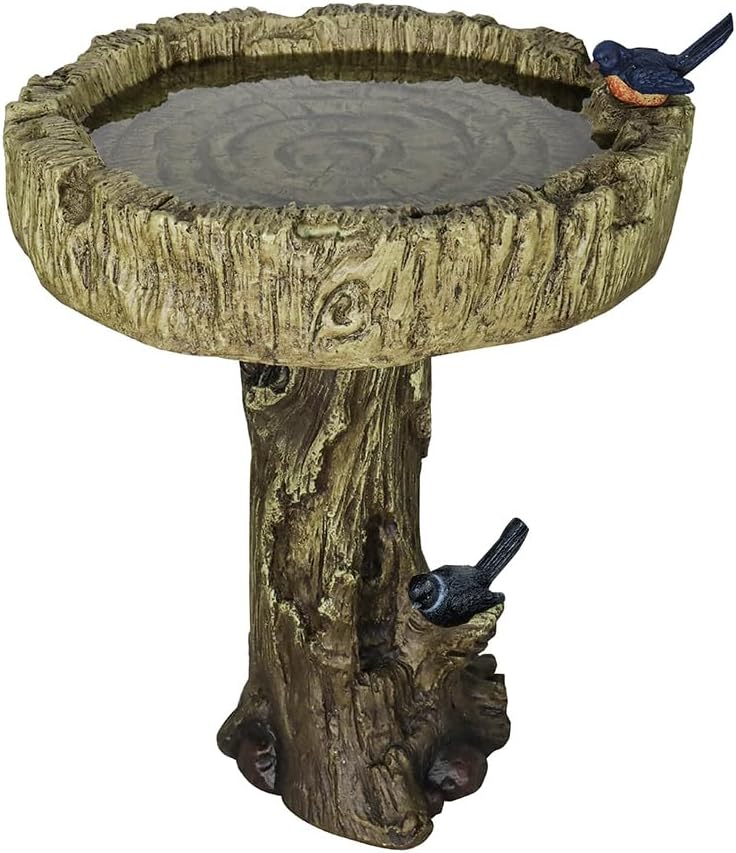 Concrete Tree Trunk Bird Bath Deep Bark 24 Inch