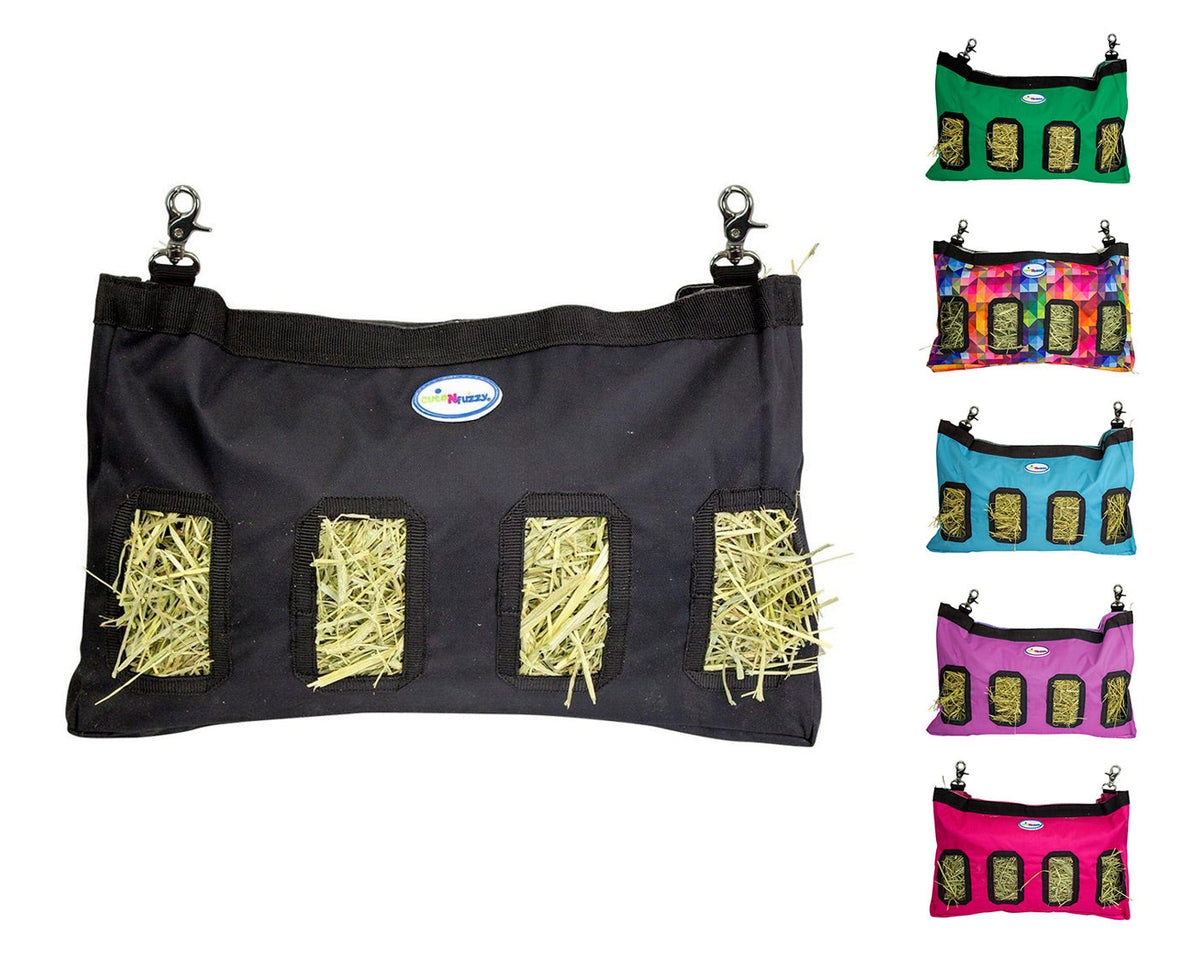 CuteNfuzzy 4-Opening Hay Bag for Rabbits, Guinea Pigs & Chinchillas, Medium Hanging Hay Feeder, 18" x 11" x 1.5", Helps Reduce Hay Waste & Cage Mess, 6-Month Warranty