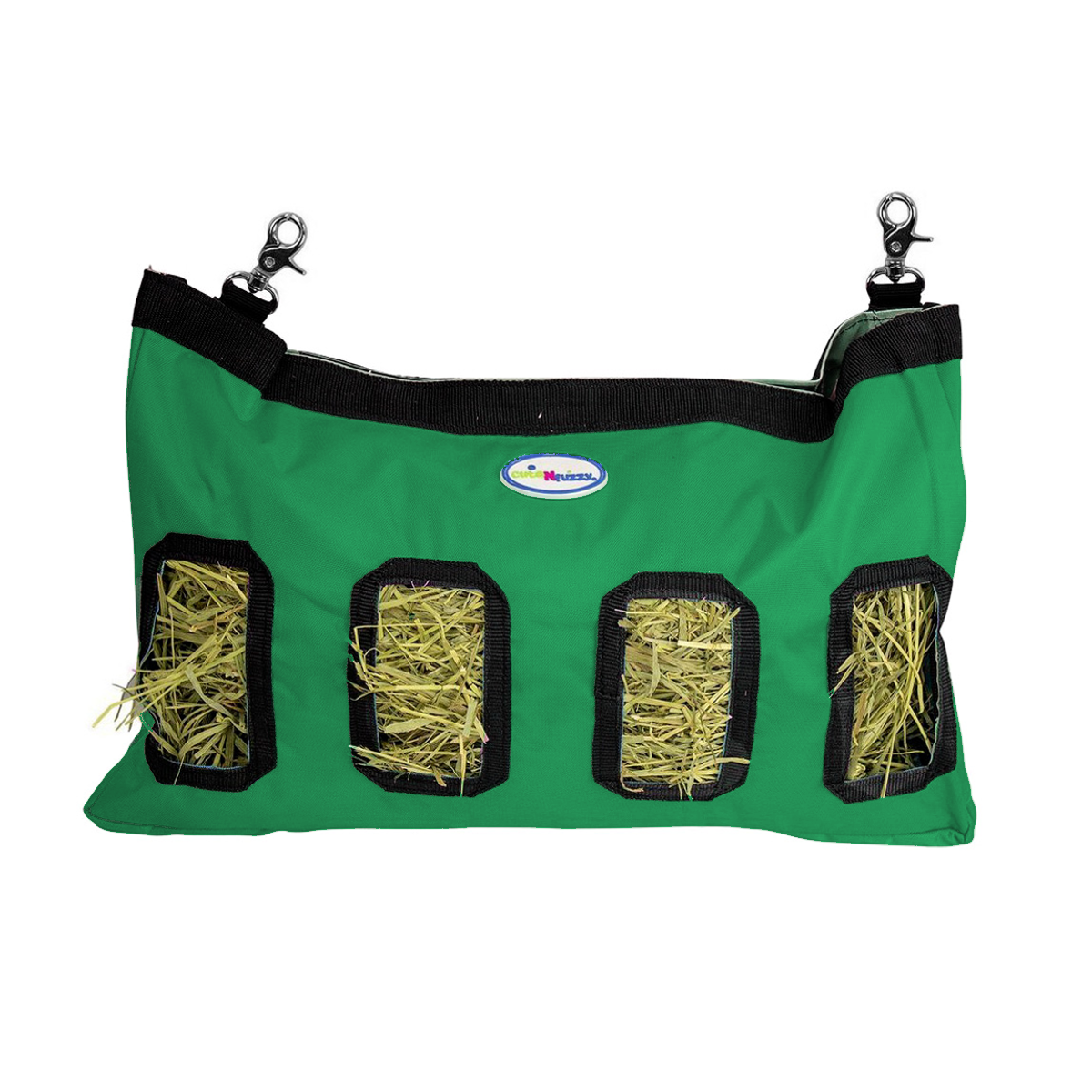 CuteNfuzzy 4-Opening Hay Bag for Rabbits, Guinea Pigs & Chinchillas, Medium Hanging Hay Feeder, 18" x 11" x 1.5", Helps Reduce Hay Waste & Cage Mess, 6-Month Warranty