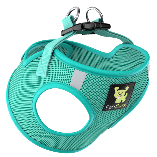 EcoBark Step In Dog Harness - XXXS to Small Breeds- Reflective Soft Mesh Harness for Teacup, Small Dogs and Puppies / Mint Turquoise