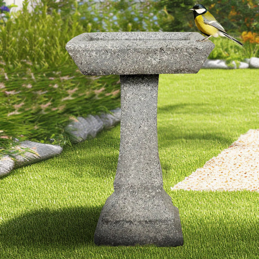 Concrete Garden Bird Bath Square Pedestal 22 Inch