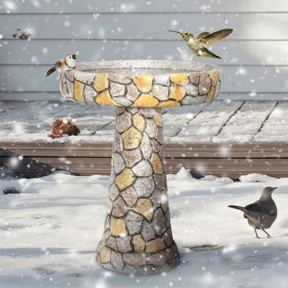 Concrete Mosaic Bird Bath Stone Inlay 24 Inch