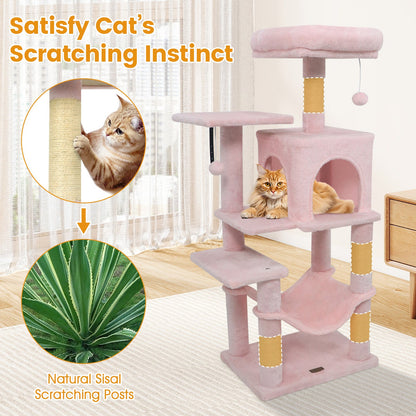 Multi-Level Cat Tower with 2-Door Condo and Padded Top Perch
