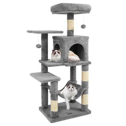 Multi-Level Cat Tower with 2-Door Condo and Padded Top Perch