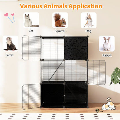 Multi-Level Cat Tower with 2-Door Condo and Hammock-Black