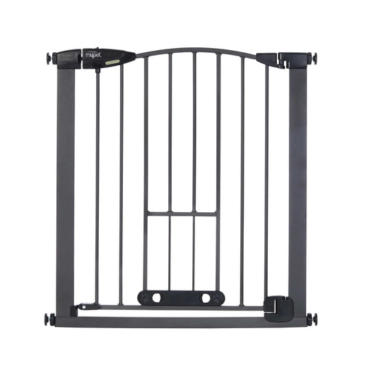 North States MyPet Wide Deco EasyPass Pet Gate with Auto Close Graphite 1.75" x 29.75-40.5" x 31"