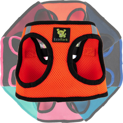 EcoBark Step In Dog Harness - XXXS to Small Breeds- Reflective Soft Mesh Harness for Teacup, Small Dogs and Puppies / Orange