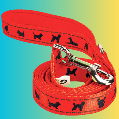 EcoBark Safety Orange Dog Leash- Padded Comfort Grip Leash with Dog Pattern - 4ft, 5ft, and 6ft Leash for Small and Medium Dogs