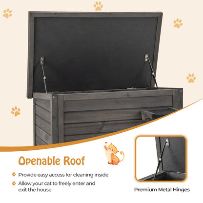 Outdoor Insulated Cat House with All-Round Foam Insulated for Winter-Gray