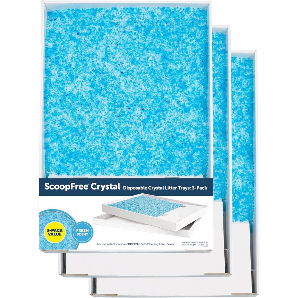 PetSafe ScoopFree Crystal Disposable Cat Litter Tray, Fresh Scent, 3-Pack