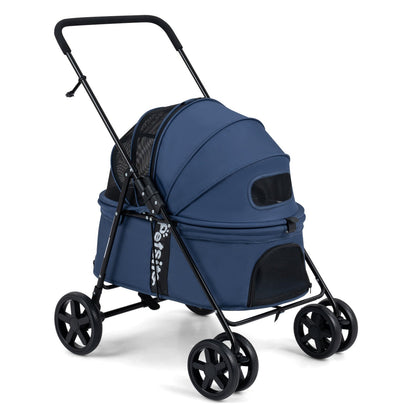 Foldable Pet Stroller for Small to Medium Dogs with Brake