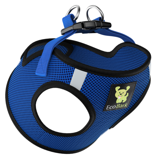 EcoBark Step In Dog Harness - XXXS to Small Breeds- Reflective Soft Mesh Harness for Teacup, Small Dogs and Puppies / Royal Blue