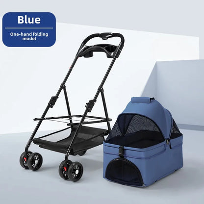 3 in 1 Folding Pet Stroller Detachable Carrier Easy Lock Canopy 30lbs for Medium Dogs Small Dogs Cats