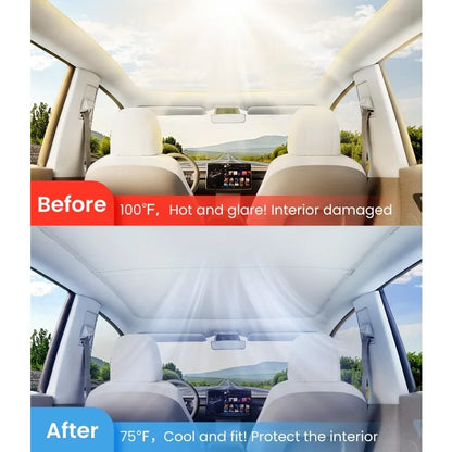 Sunshade Roof for Tesla Model 3/Y (No Gaps No-Sag)Heat Insulation Foldable Roof Glass Sun Shade car window shade  car sun