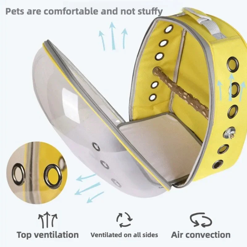 Bird Traval Carrier Cage Clear Backpack to Carry Parakeet Cockatiel Parrot with Metal Tray Wood Perch  parrot cage  bird nest