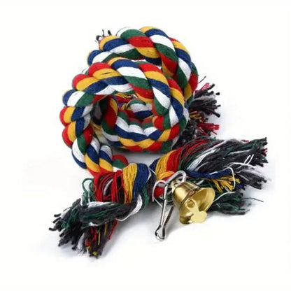 1pc Parrot Bird Toy Hanging Braided Rope Pet Stand Training Accessories,Bird Cage Accessories Swing Toy