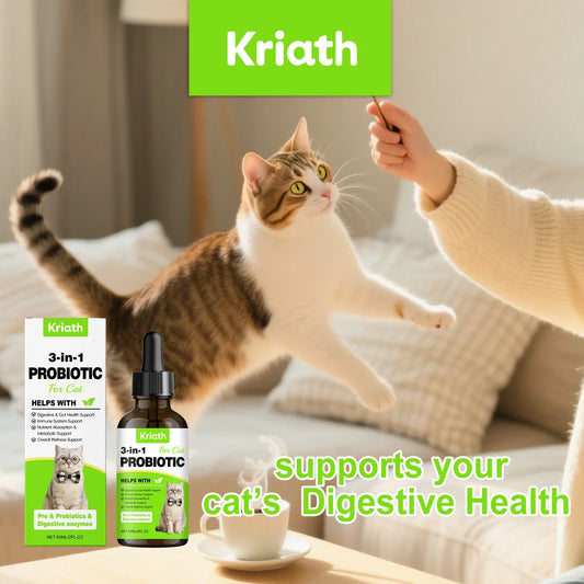 3 in 1 Cats Probiotics Drops Gut Immunity Digestive Support Beneficial Bacteria Allergy Itch Relief All Cats Multivitamin Liquid