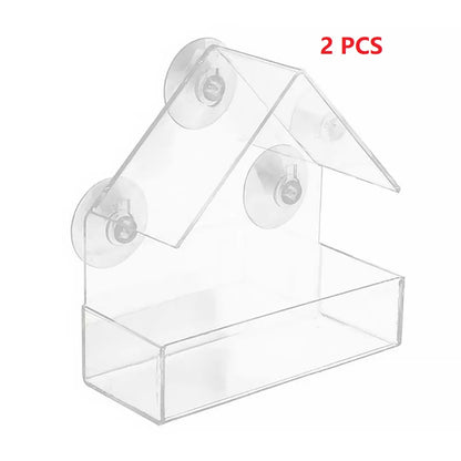 1PC Bird feeder with transparent window and external bird feeder with suction cup suitable for outdoor garden use