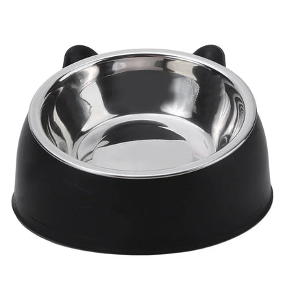 Stainless Steel Cat Bowl with Non Slip Base Cute Cat Ear Design Elevated Pet Food Water Bowl for Dog Kitten Puppy Safe Durable
