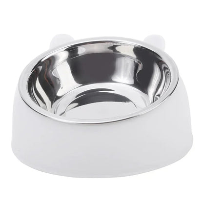 Stainless Steel Cat Bowl with Non Slip Base Cute Cat Ear Design Elevated Pet Food Water Bowl for Dog Kitten Puppy Safe Durable