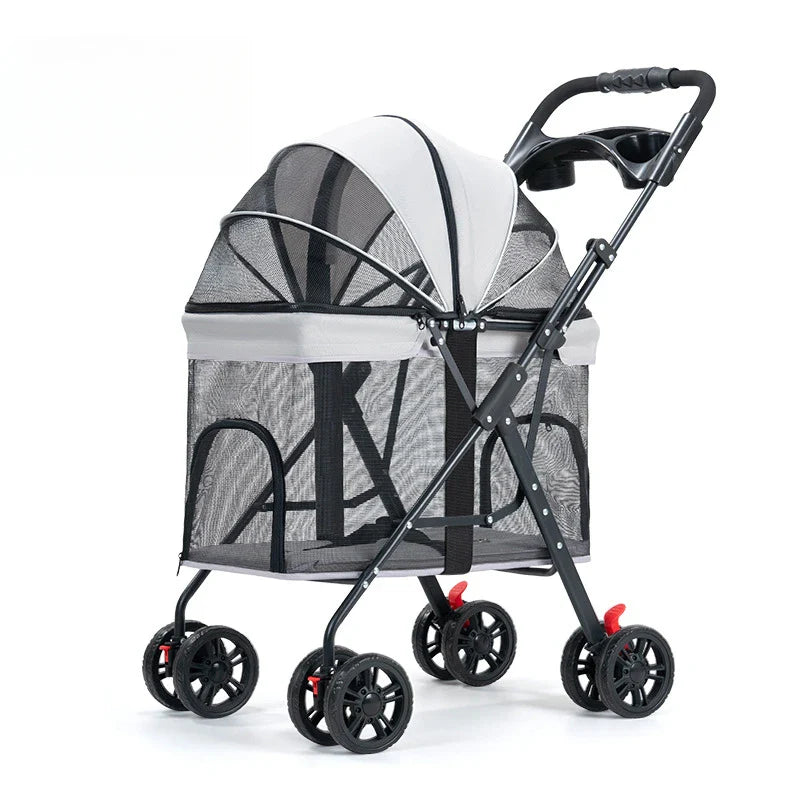 Breathable Pet Dog Cat Stroller Lightweight Folding  Portable Features Ventilated Design for Medium Dogs and Cats  Dog Carrier