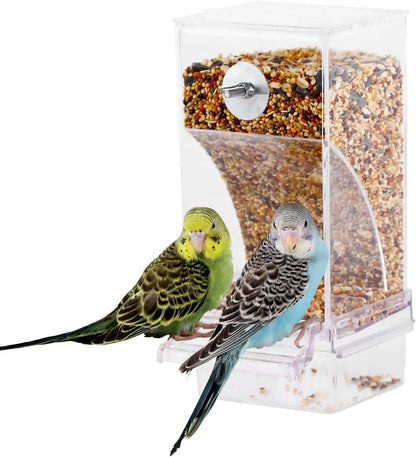 No Mess Automatic Bird Feeder Transparent Food Container Cage Parrot Feeder Accessories for Small Birds Parrot