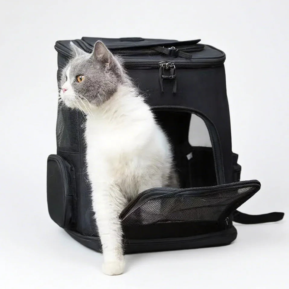 Pet Carrier Backpack Expandable for Cats Dogs Under 18 LB | Breathable Mesh Cat Backpack Carrier Bag | Foldable Dog Backpack