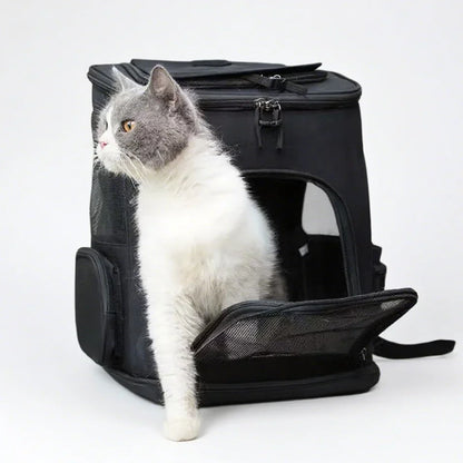 Pet Carrier Backpack Expandable for Cats Dogs Under 18 LB | Breathable Mesh Cat Backpack Carrier Bag | Foldable Dog Backpack