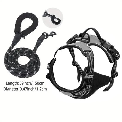 Service Dog Harness Front Clip Heavy Duty Reflective Easy Control Handle for Large Dog Walking，Easy to Control for Small Medium
