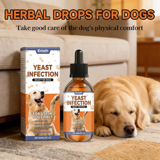 60ml Natural Yeast Infection Herbal Drops for Dogs Pet Skin & Ear Care Supplement Gentle Relief for Itching & Discomfort Safe
