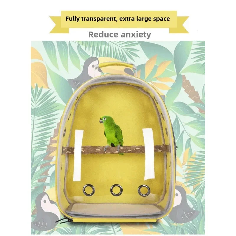 Bird Traval Carrier Cage Clear Backpack to Carry Parakeet Cockatiel Parrot with Metal Tray Wood Perch  parrot cage  bird nest