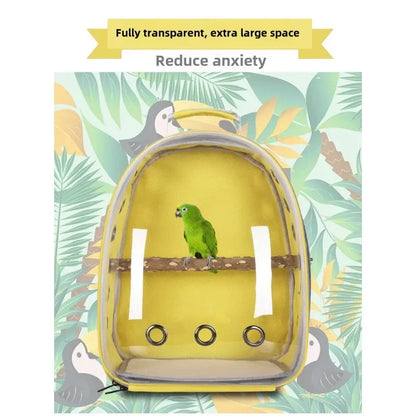 Bird Traval Carrier Cage Clear Backpack to Carry Parakeet Cockatiel Parrot with Metal Tray Wood Perch  parrot cage  bird nest