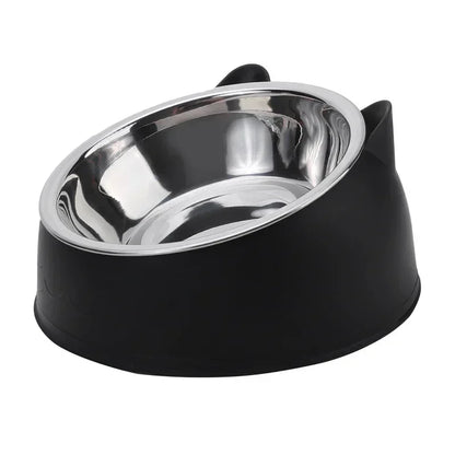 Stainless Steel Cat Bowl with Non Slip Base Cute Cat Ear Design Elevated Pet Food Water Bowl for Dog Kitten Puppy Safe Durable