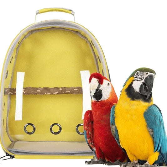 Bird Traval Carrier Cage Clear Backpack to Carry Parakeet Cockatiel Parrot with Metal Tray Wood Perch  parrot cage  bird nest