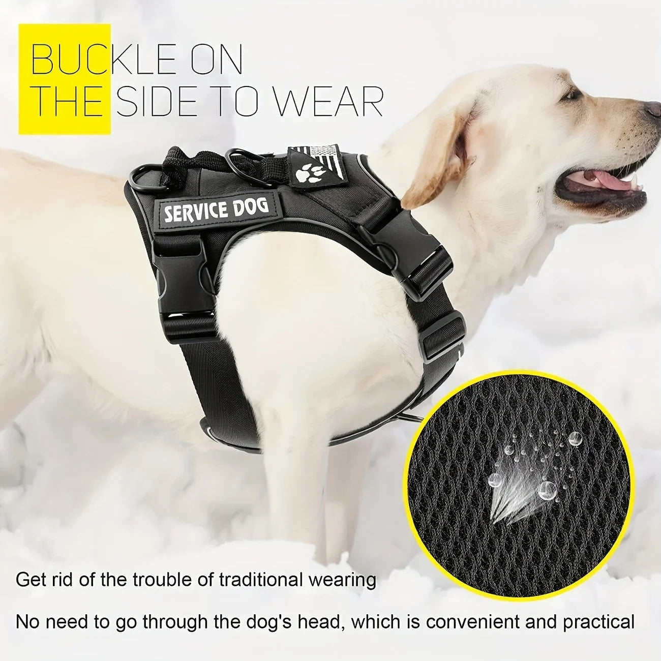 Anti-Pull Tactical Dog Harness with Night Reflective Strips, Heavy-Duty Nylon Military-Grade Vest-Style Leash for Large Dog