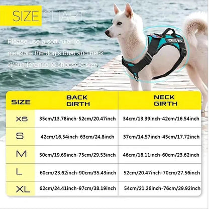 Service Dog Harness, Reflective Dog Vest Harness with 5 PCS Patches, Adjustable Soft Oxford Pet Harness, Inner Layer Mesh, Easy