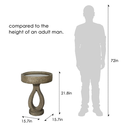 Concrete Contemporary Bird Bath Open Loop 22 Inch