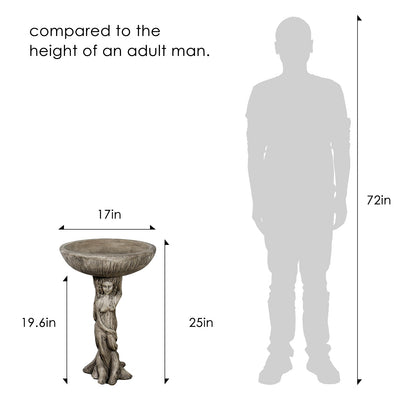 Concrete Bird Bath Statue Classical Goddess 22 Inch