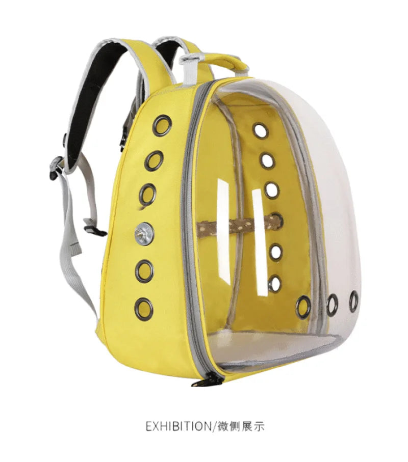 Bird Traval Carrier Cage Clear Backpack to Carry Parakeet Cockatiel Parrot with Metal Tray Wood Perch  parrot cage  bird nest