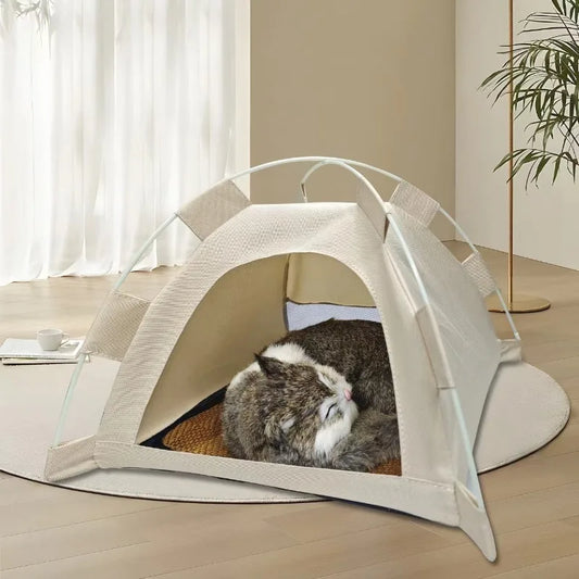 Pet Teepee Durable Floor Mat Dog & Cat House for Indoor/Outdoor Camping  Comfortable for Pets Foldable Cat Bed and Dog Bed cage