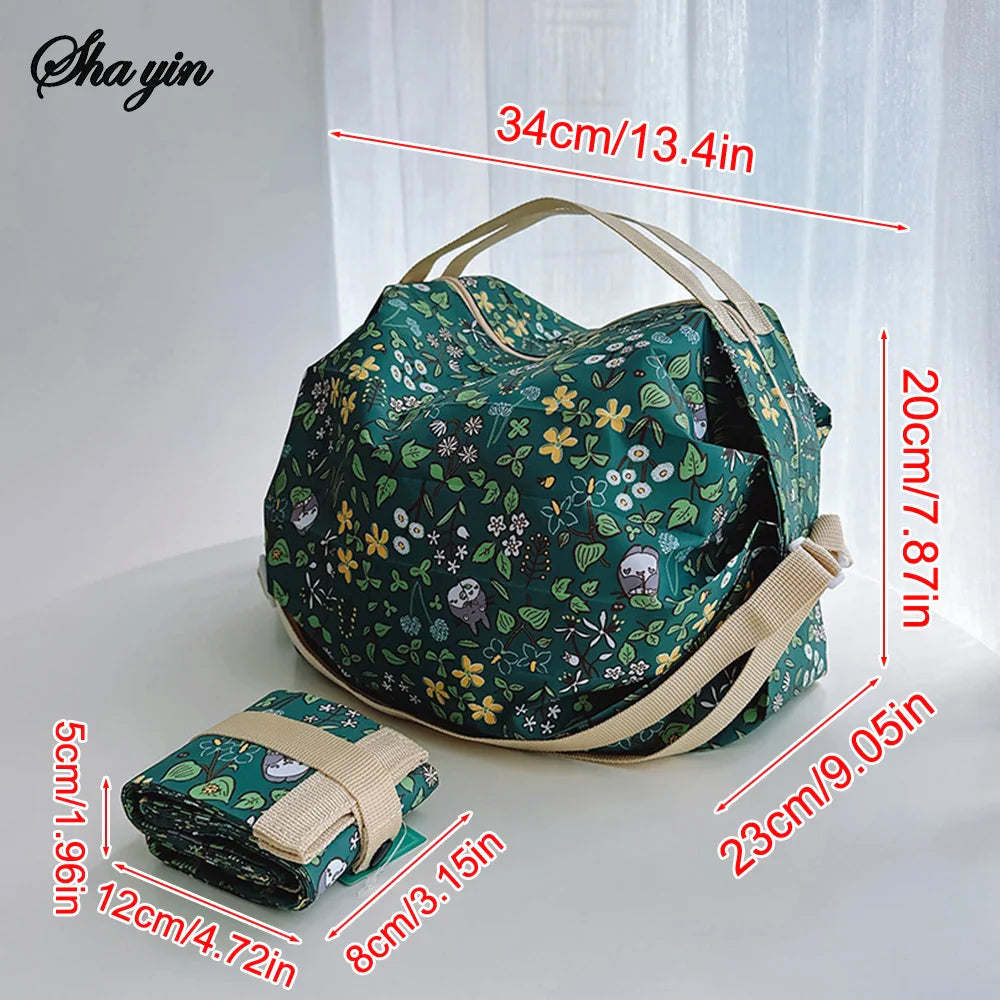 Cartoon Keyboard Foldable Shopping Bag Easy Fold Storage Portable Handbag Crossbody Gift Bag
