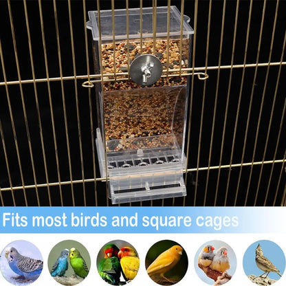 No Mess Automatic Bird Feeder Transparent Food Container Cage Parrot Feeder Accessories for Small Birds Parrot