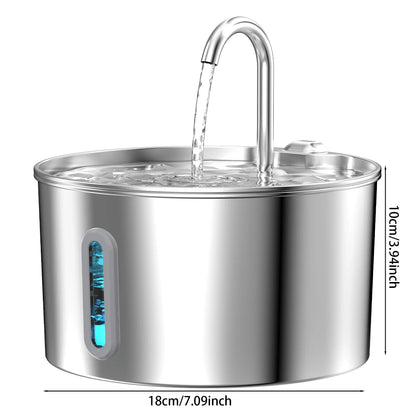 ZYFeeder 2.2L Automatic Water Fountain Stainless Steel Pet Water Feeder Cat/Dog Drink Bowl Water Dispenser Silent With Window